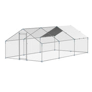 Metal Chicken Coop 9.8x19.6x6.5 ft Walk-in Chicken Run with Cover Spire Roof V952-JSJS362MJDDM8VS9P001V0