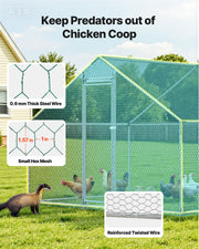 Metal Chicken Coop, 9.8x26.2x6.5 ft Large Walk-in Chicken Runs with Cover, Spire Roof Hen House Enclosure V952-JSJS382MJDDMBL240001V0