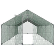 Metal Chicken Coop, 9.8x26.2x6.5 ft Large Walk-in Chicken Runs with Cover, Spire Roof Hen House Enclosure V952-JSJS382MJDDMBL240001V0