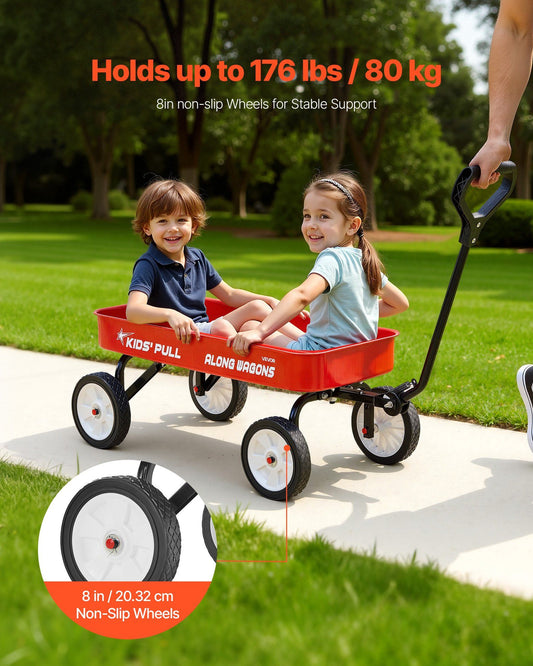 Pull-Along Wagon for Kids, 101 cm Toddler Wagons, Supports up to 80kg, All-Terrain Wagons with Handle, V952-JSKETTLC39YCTXPY0001V0