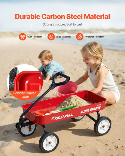 Pull-Along Wagon for Kids, 101 cm Toddler Wagons, Supports up to 80kg, All-Terrain Wagons with Handle, V952-JSKETTLC39YCTXPY0001V0