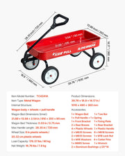Pull-Along Wagon for Kids, 101 cm Toddler Wagons, Supports up to 80kg, All-Terrain Wagons with Handle, V952-JSKETTLC39YCTXPY0001V0