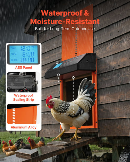 Automatic Chicken Coop Door, Battery Powered Chicken Coop Door with Timer & Manual Setting, Anti-Pinch V952-JSKMQCSSKGDCNGEKL001V9