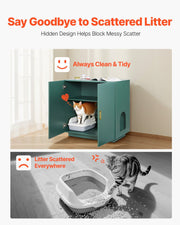 Cat Litter Box Enclosure, 80 cm Hidden Litter Box Cabinet, Wooden Indoor Cat Washroom with Ventilated Holes, V952-JSLMMSPWQ315F4YRL001V0