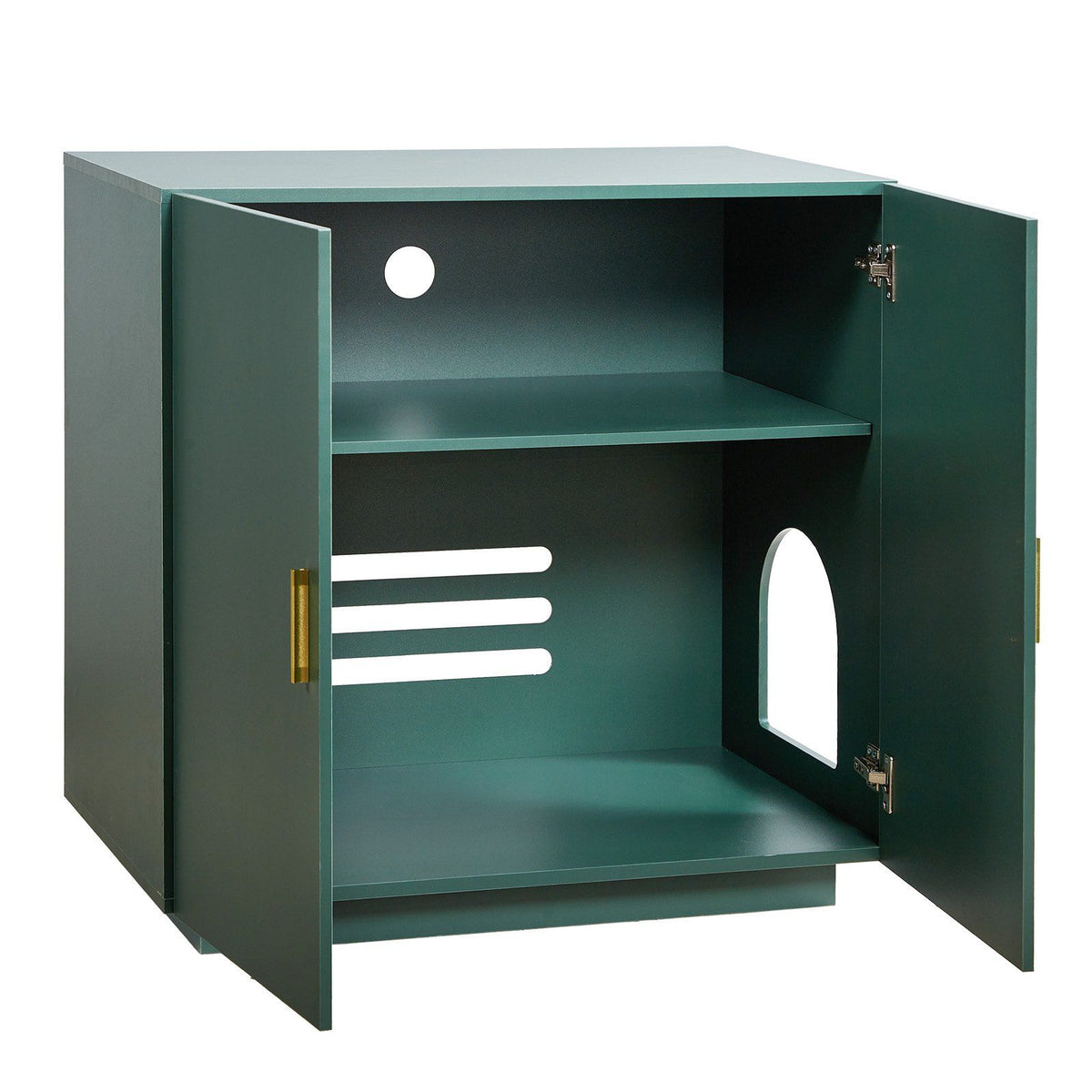 Cat Litter Box Enclosure, 80 cm Hidden Litter Box Cabinet, Wooden Indoor Cat Washroom with Ventilated Holes, V952-JSLMMSPWQ315F4YRL001V0