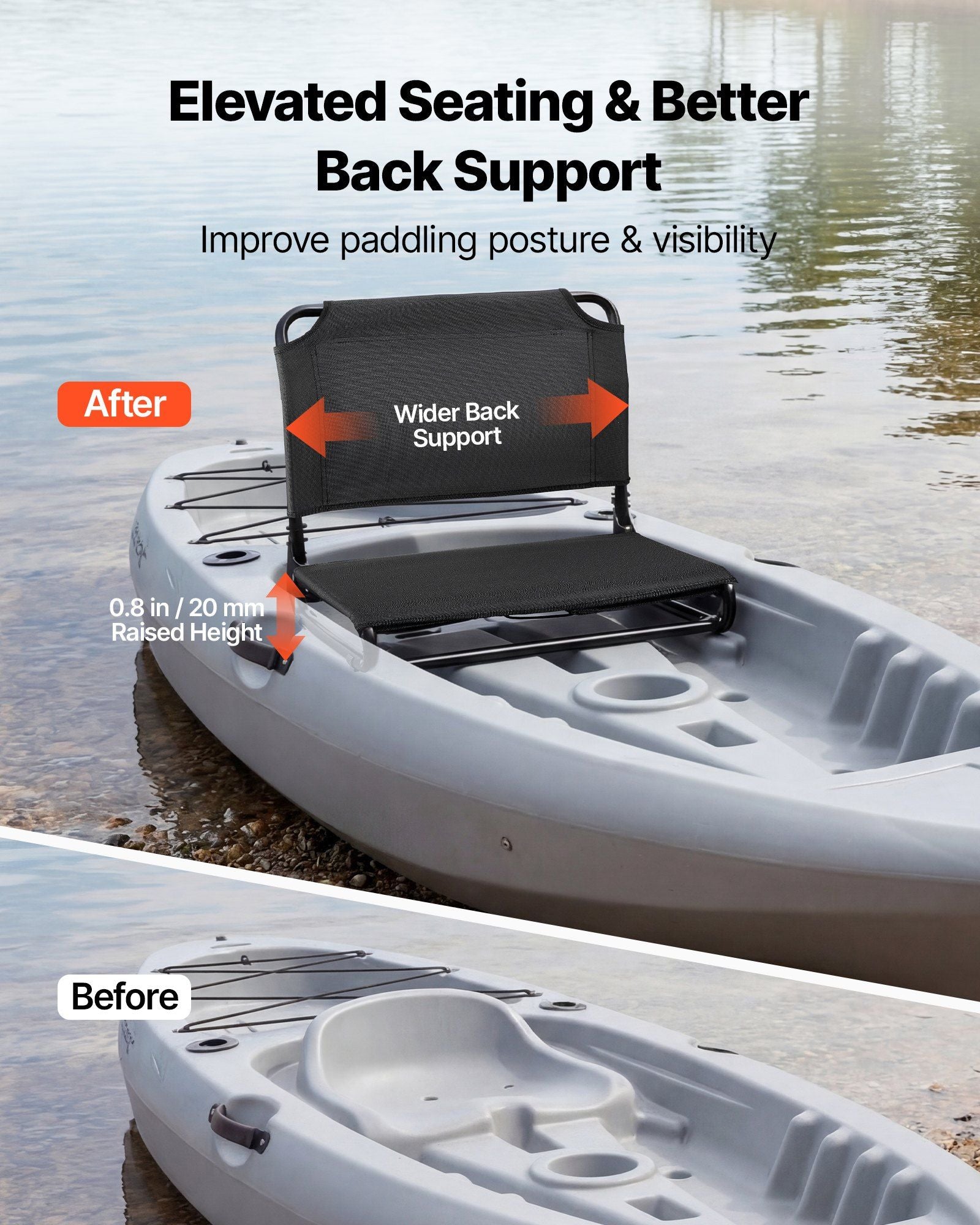 Kayak Seat, Folding Kayak Seat with Comfortable Back Support, Aluminum Alloy Frame & 600D Oxford Fabric, Easy V952-JSPHTZYJSKJFASKAH001V0