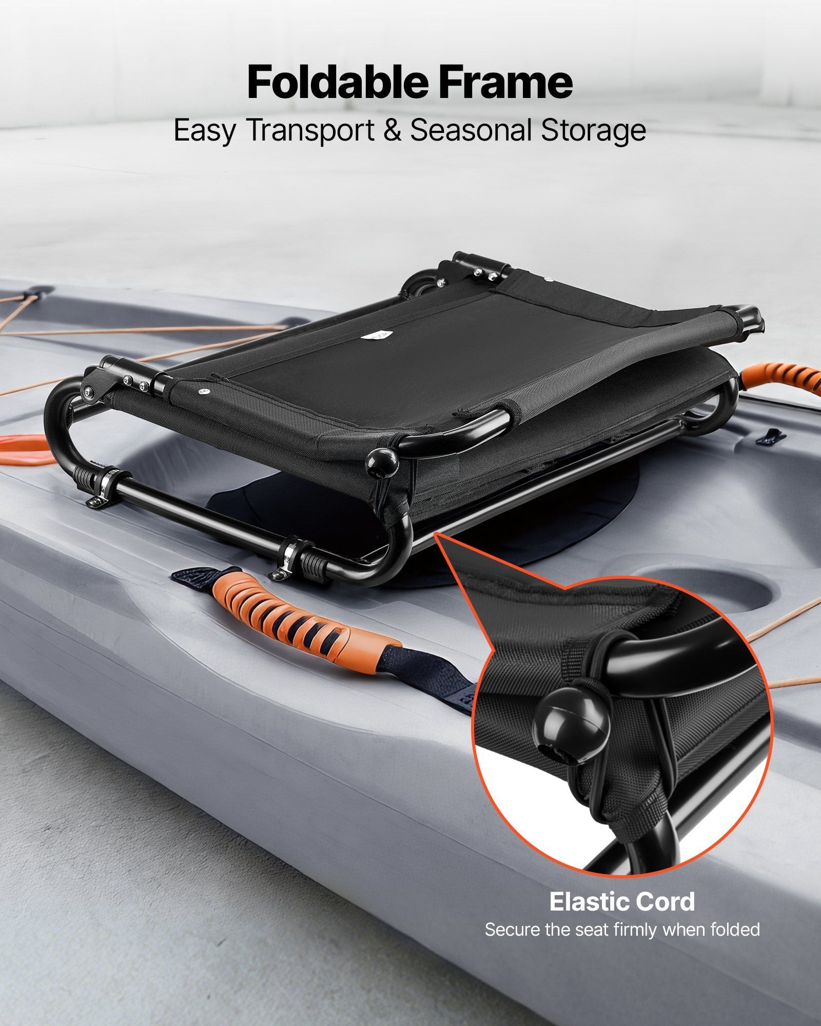 Kayak Seat, Folding Kayak Seat with Comfortable Back Support, Aluminum Alloy Frame & 600D Oxford Fabric, Easy V952-JSPHTZYJSKJFASKAH001V0