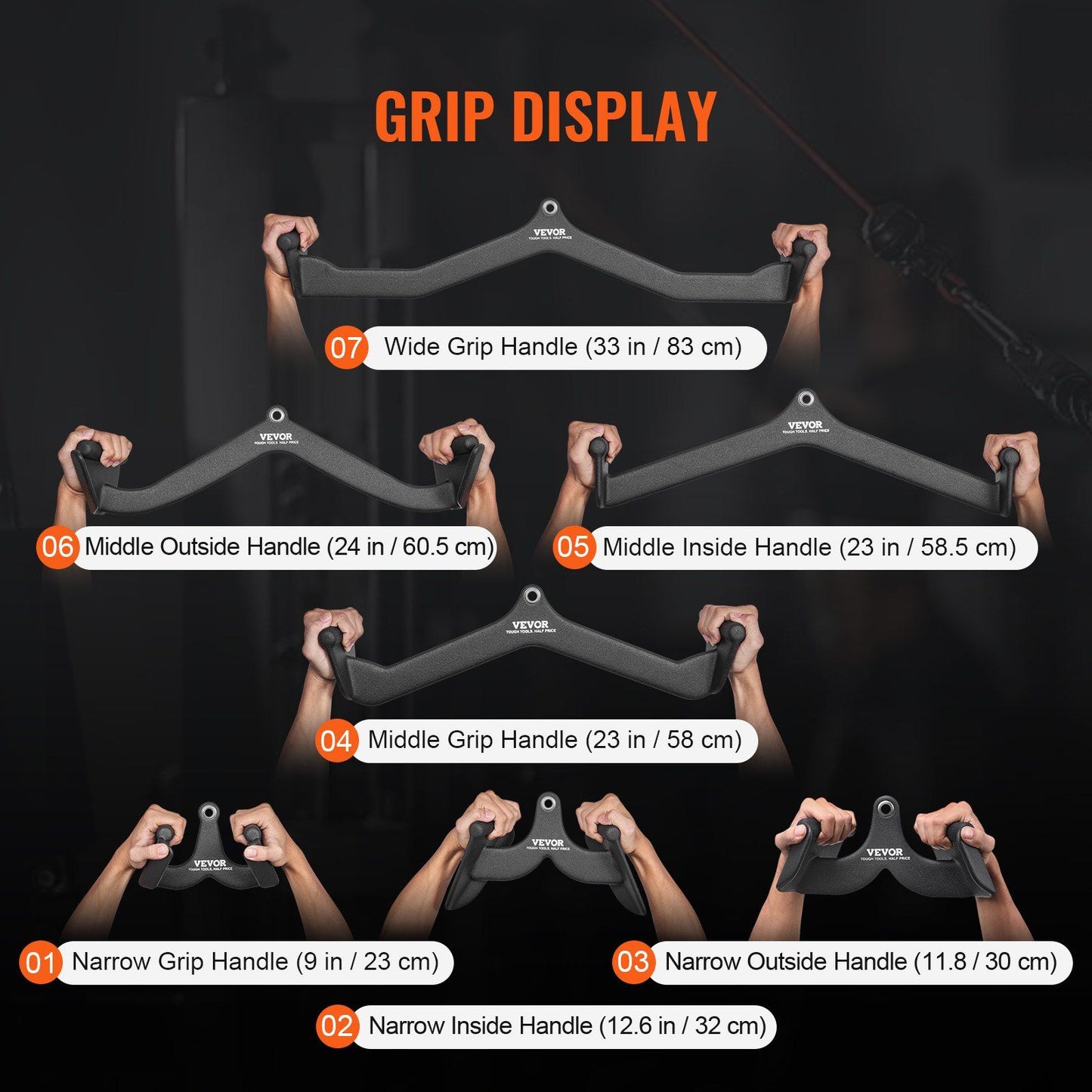 LAT Pulldown Attachments, Cable Machine Rowing T-bar V-bar 7 Set, Tricep Pull Down Bar, Back Strength V952-JSPJVXXLGJJKXZX8UV0