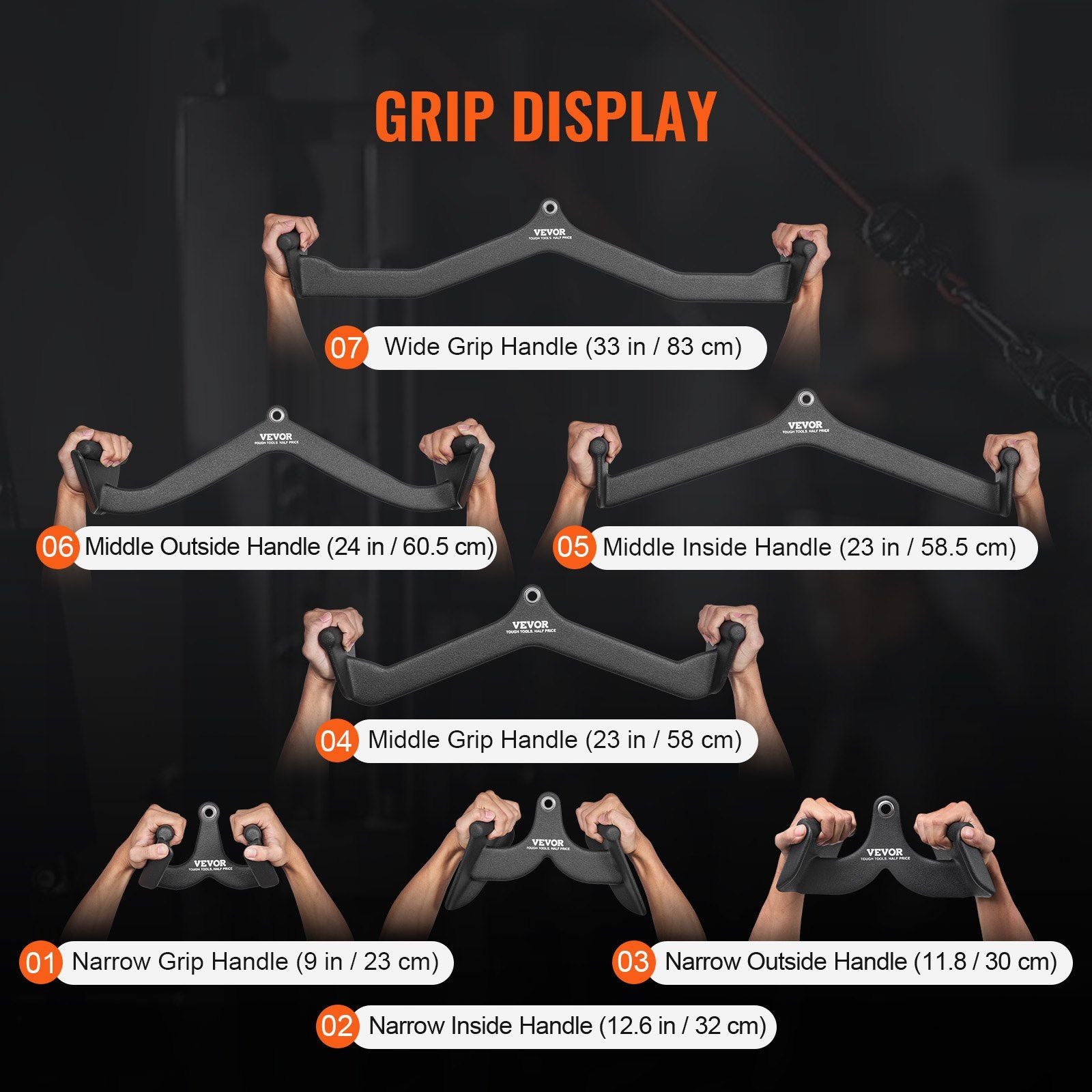 LAT Pulldown Attachments, Cable Machine Rowing T-bar V-bar 7 Set, Tricep Pull Down Bar, Back Strength V952-JSPJVXXLGJJKXZX8UV0
