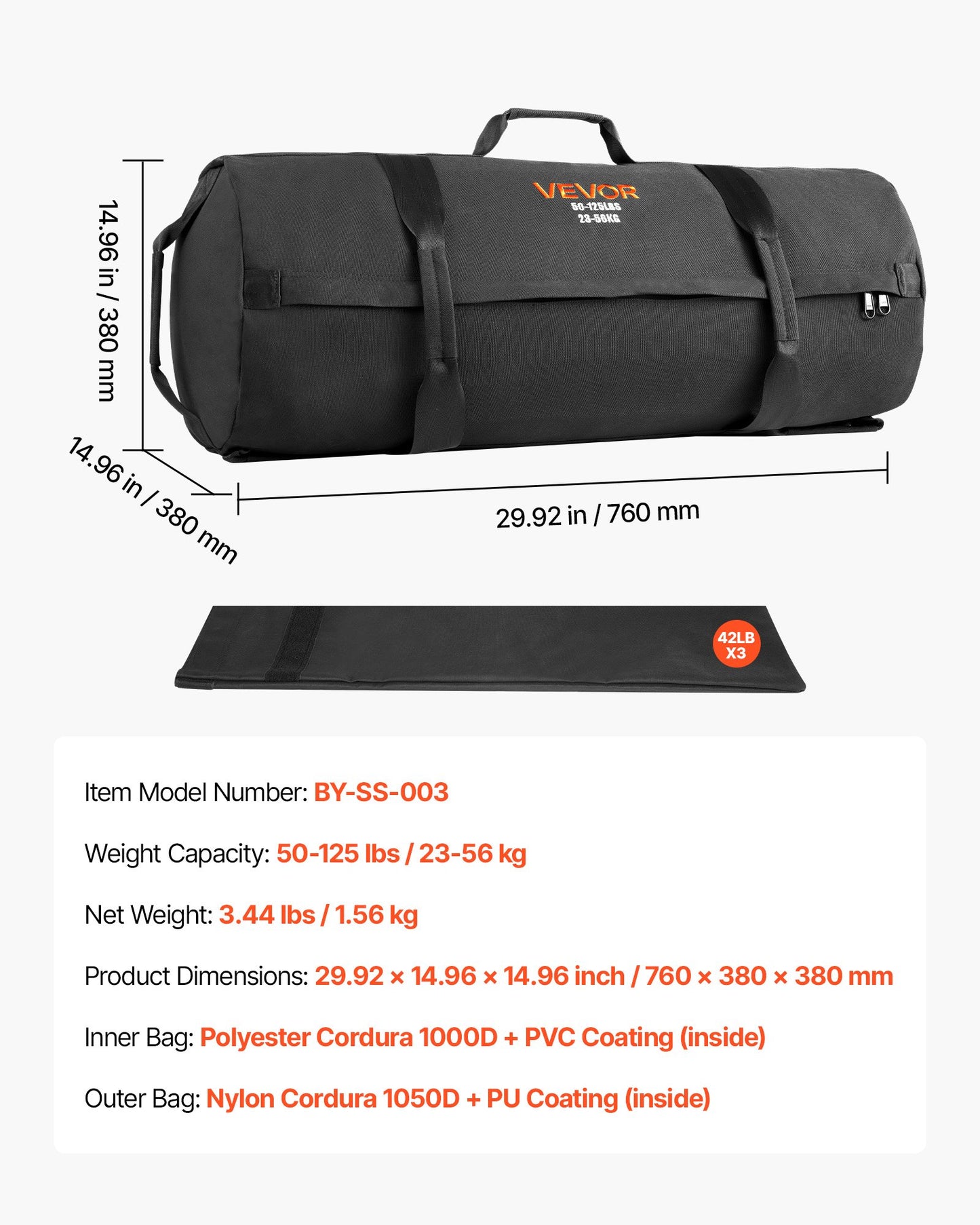 Workout Sandbag, Heavy Duty Workout Power Bags with Handles, 23-56 kg Adjustable Slam Bag for Fitness V952-JSSDSDYZXHS19D4M9001V0