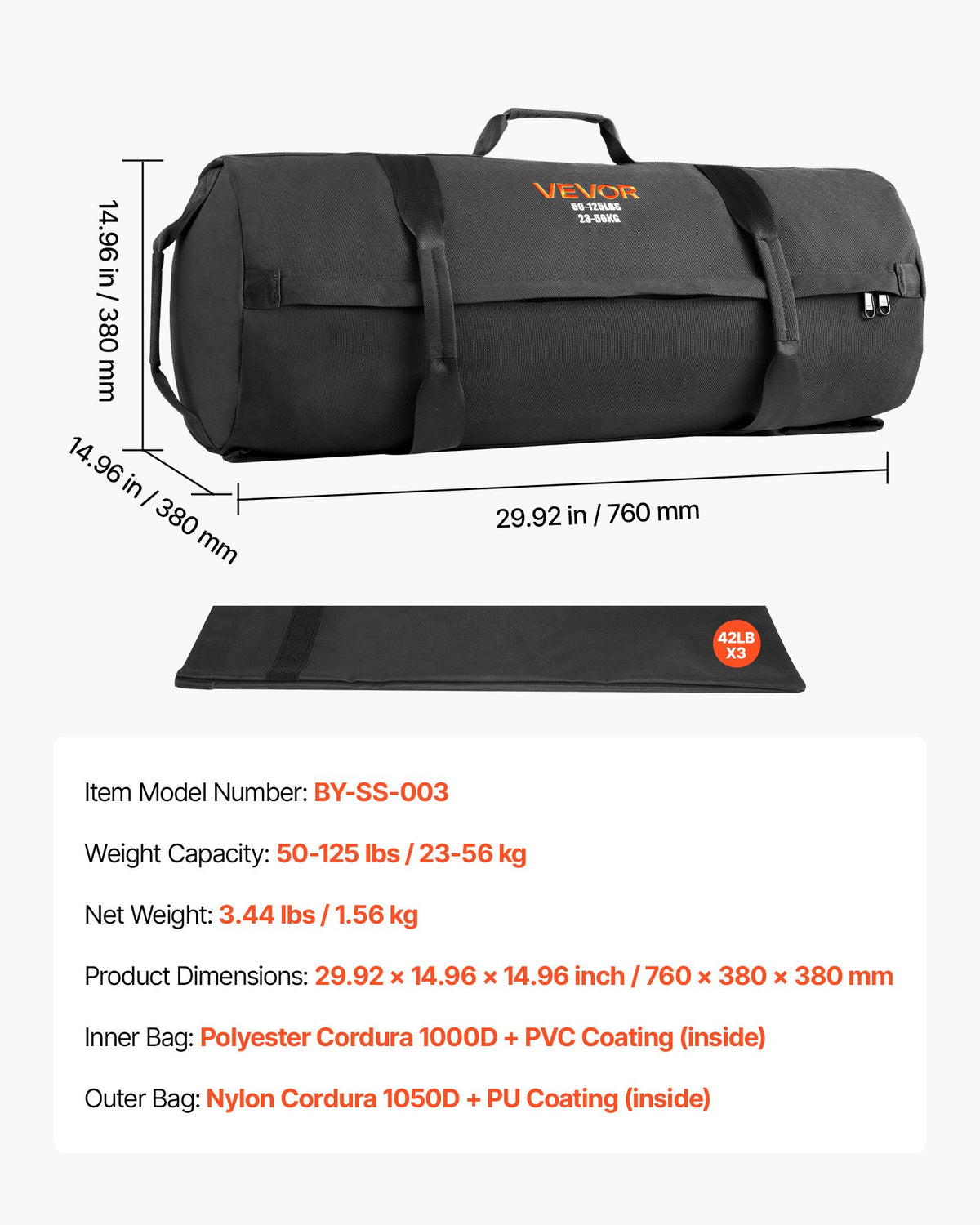 Workout Sandbag, Heavy Duty Workout Power Bags with Handles, 23-56 kg Adjustable Slam Bag for Fitness V952-JSSDSDYZXHS19D4M9001V0