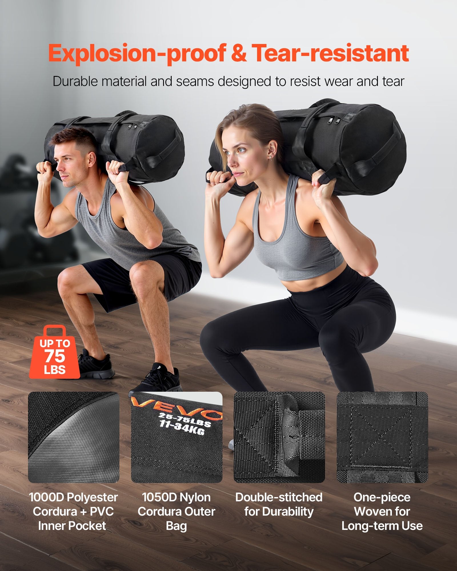 Workout Sandbag, Heavy Duty Workout Power Bags with Handles, 11-34 kg Adjustable Slam Bag for Fitness V952-JSSDSDYZXHS7F8FWC001V0
