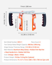 Double Handed Stone Carrying Clamps, 299 kg Load Capacity, 2 Pack Granite Panel Carriers Lifting Tools with V952-JSSTSK660LBSAAF82001V0
