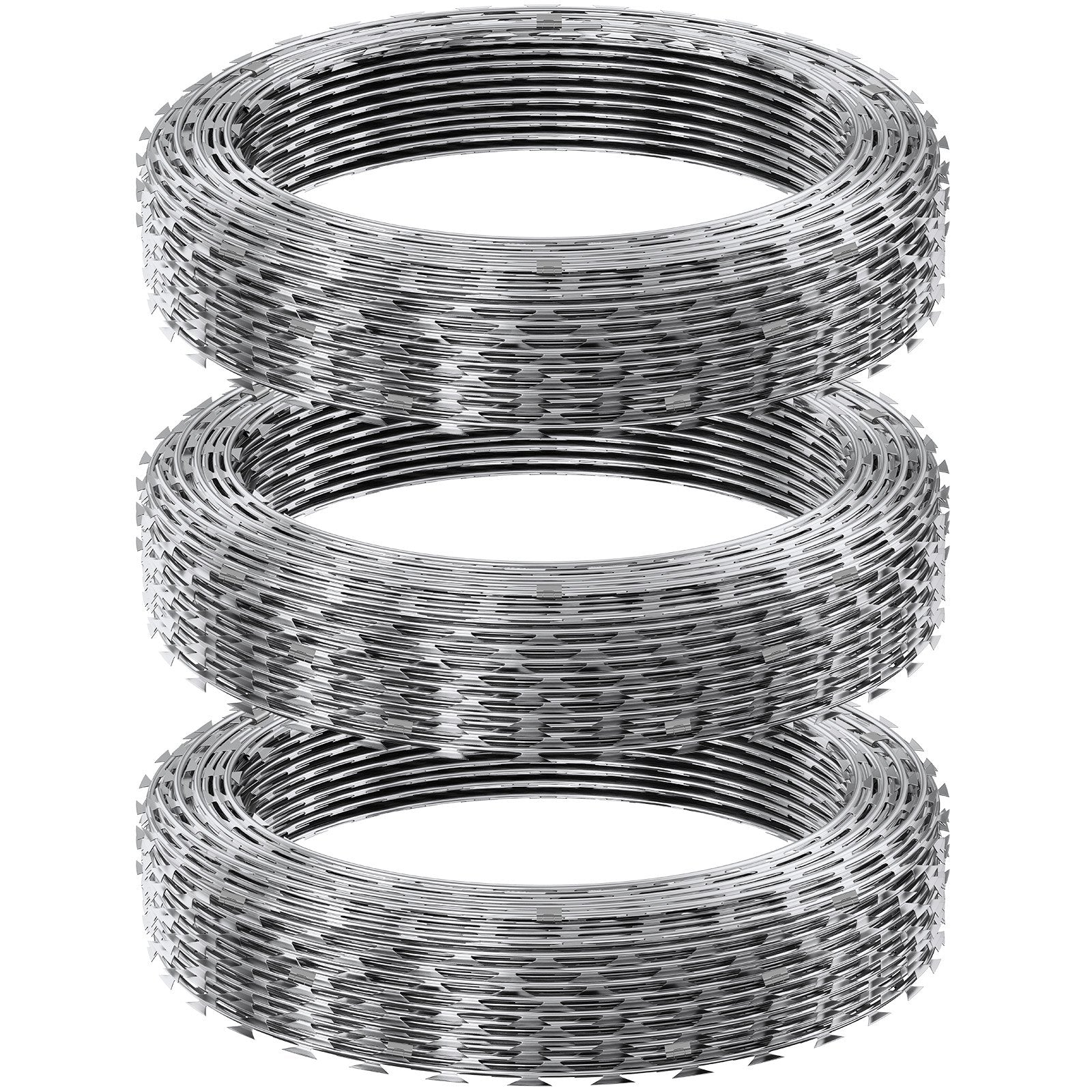 Razor Wire Razor Barbed Wire 147ft 3Rolls Razor Wire Fencing Double Spiral V952-JSSWDPCS147YCR3A8V0