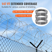 Razor Wire Razor Barbed Wire 147ft 3Rolls Razor Wire Fencing Double Spiral V952-JSSWDPCS147YCR3A8V0