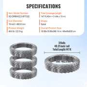 Razor Wire Razor Barbed Wire 147ft 3Rolls Razor Wire Fencing Double Spiral V952-JSSWDPCS147YCR3A8V0