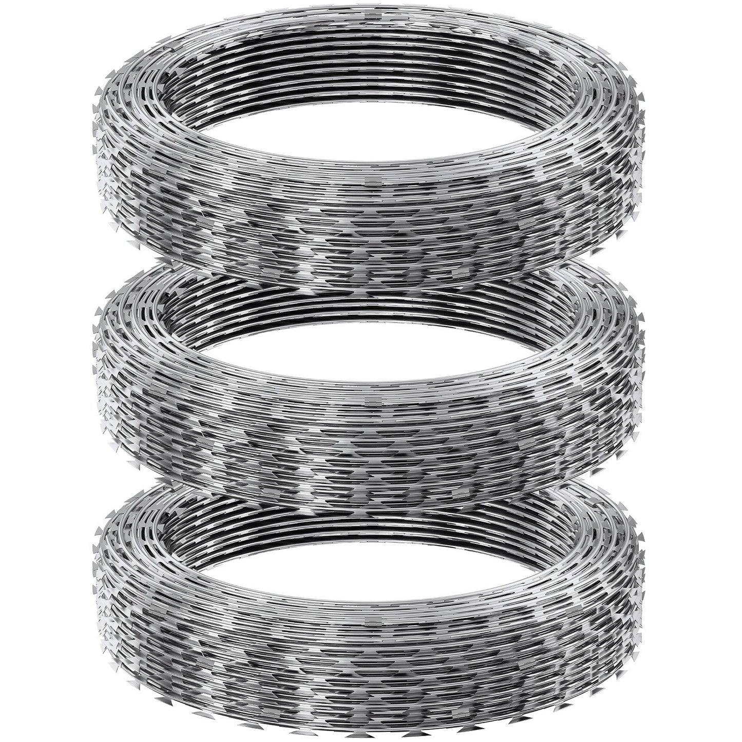Razor Wire Razor Barbed Wire 147ft 3Rolls Razor Wire Fencing Double Spiral V952-JSSWDPCS147YCR3A8V0