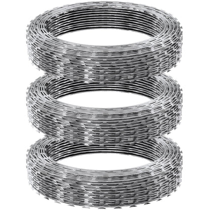 Razor Wire Razor Barbed Wire 147ft 3Rolls Razor Wire Fencing Double Spiral V952-JSSWDPCS147YCR3A8V0