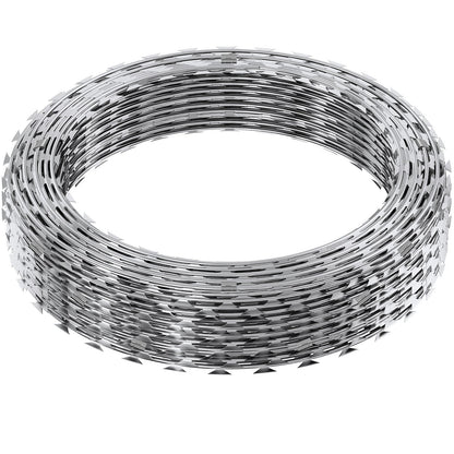 Razor Wire Razor Barbed Wire 147ft 3Rolls Razor Wire Fencing Double Spiral V952-JSSWDPCS147YCR3A8V0