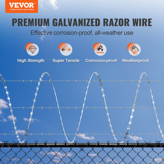 Razor Wires, 246 ft Razor Barbed Wire, 5 Rolls Razor Wire Fencing Razor Fence, Razor Ribbon Barbed Wire V952-JSSWDPCS250YXWEIKV0