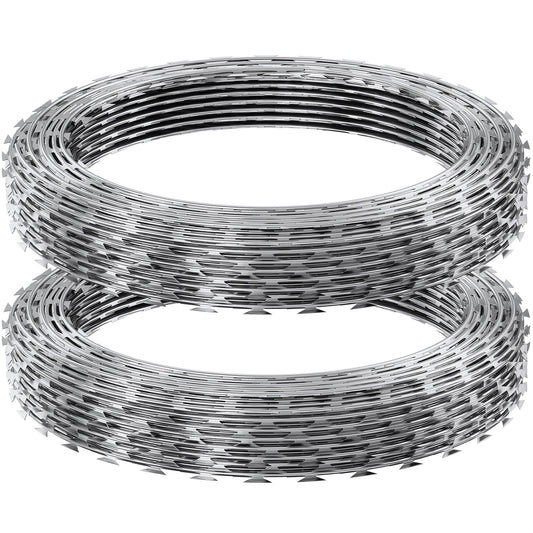 Razor Wires, 98 ft Razor Barbed Wire, 2 Rolls Razor Wire Fencing Razor Fence, Razor Ribbon Barbed Wire V952-JSSWDPCS98YCH9ZJJV0