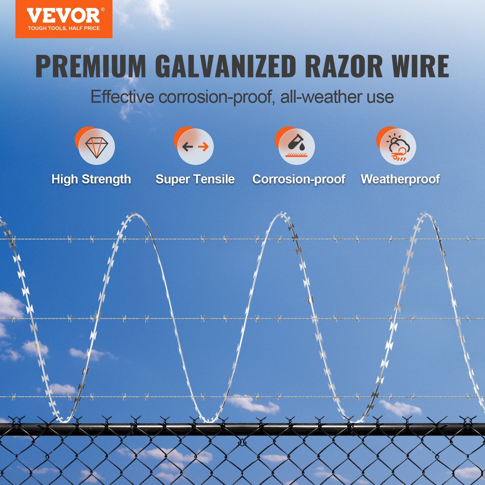 Razor Wires, 98 ft Razor Barbed Wire, 2 Rolls Razor Wire Fencing Razor Fence, Razor Ribbon Barbed Wire V952-JSSWDPCS98YCH9ZJJV0