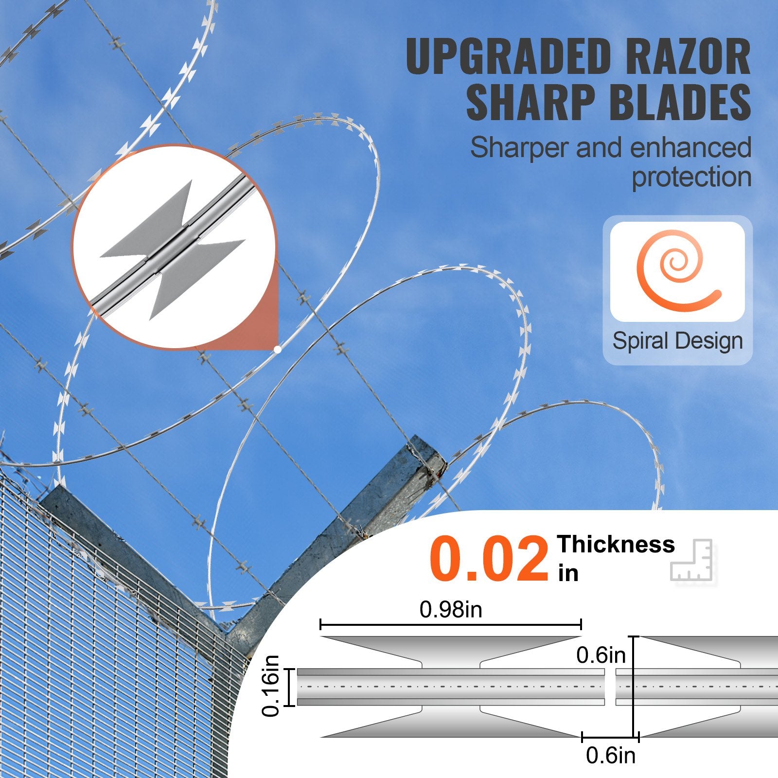 Razor Wires, 98 ft Razor Barbed Wire, 2 Rolls Razor Wire Fencing Razor Fence, Razor Ribbon Barbed Wire V952-JSSWDPCS98YCH9ZJJV0