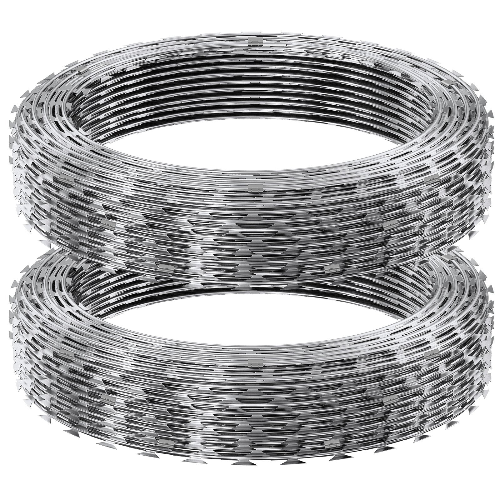 Razor Wires, 98 ft Razor Barbed Wire, 2 Rolls Razor Wire Fencing Razor Fence, Double Spiral Razor Ribbon V952-JSSWDPCS98YCM0CYFV0