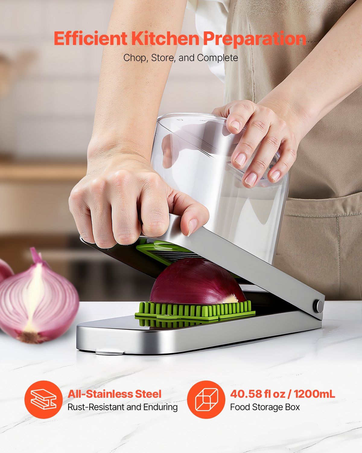 Vegetable Chopper, Food Veggie Cutter with 3 Stainless Steel Blades, Onion Slicer with Container, Salad V952-JSSWQSJQDQP3E6X76002V0