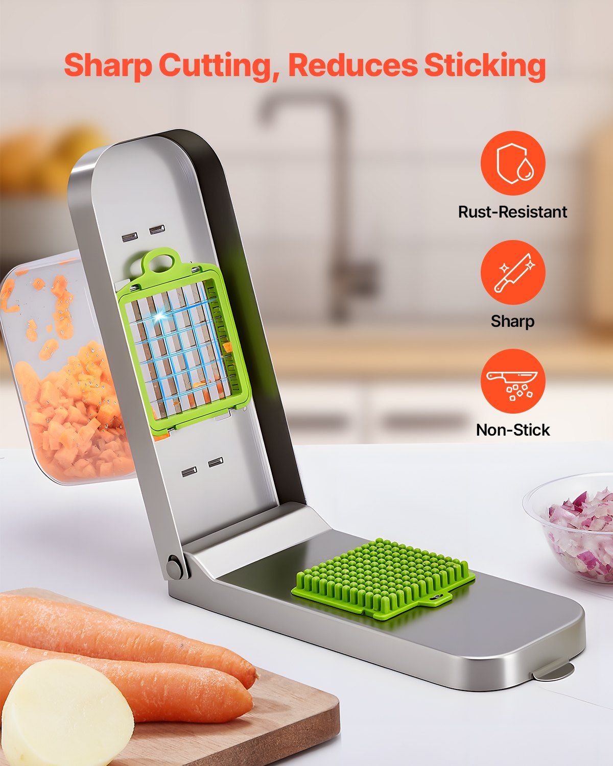Vegetable Chopper, Food Veggie Cutter with 3 Stainless Steel Blades, Onion Slicer with Container, Salad V952-JSSWQSJQDQP3E6X76002V0