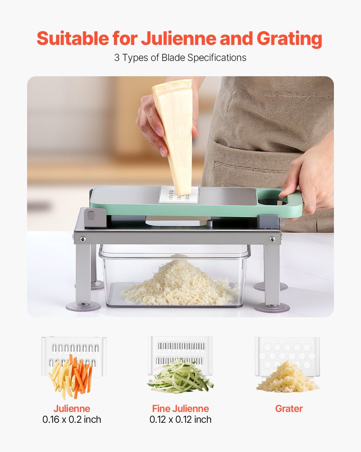 Vegetable Chopper Mandoline Slicer, All-in-1 Food Veggie Cutter with 9 Stainless Steel Blades, Cheese Grater V952-JSSWQSJQDQSQMTONT002V0