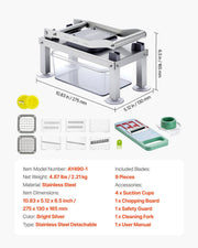 Vegetable Chopper Mandoline Slicer, All-in-1 Food Veggie Cutter with 9 Stainless Steel Blades, Cheese Grater V952-JSSWQSJQDQSQMTONT002V0
