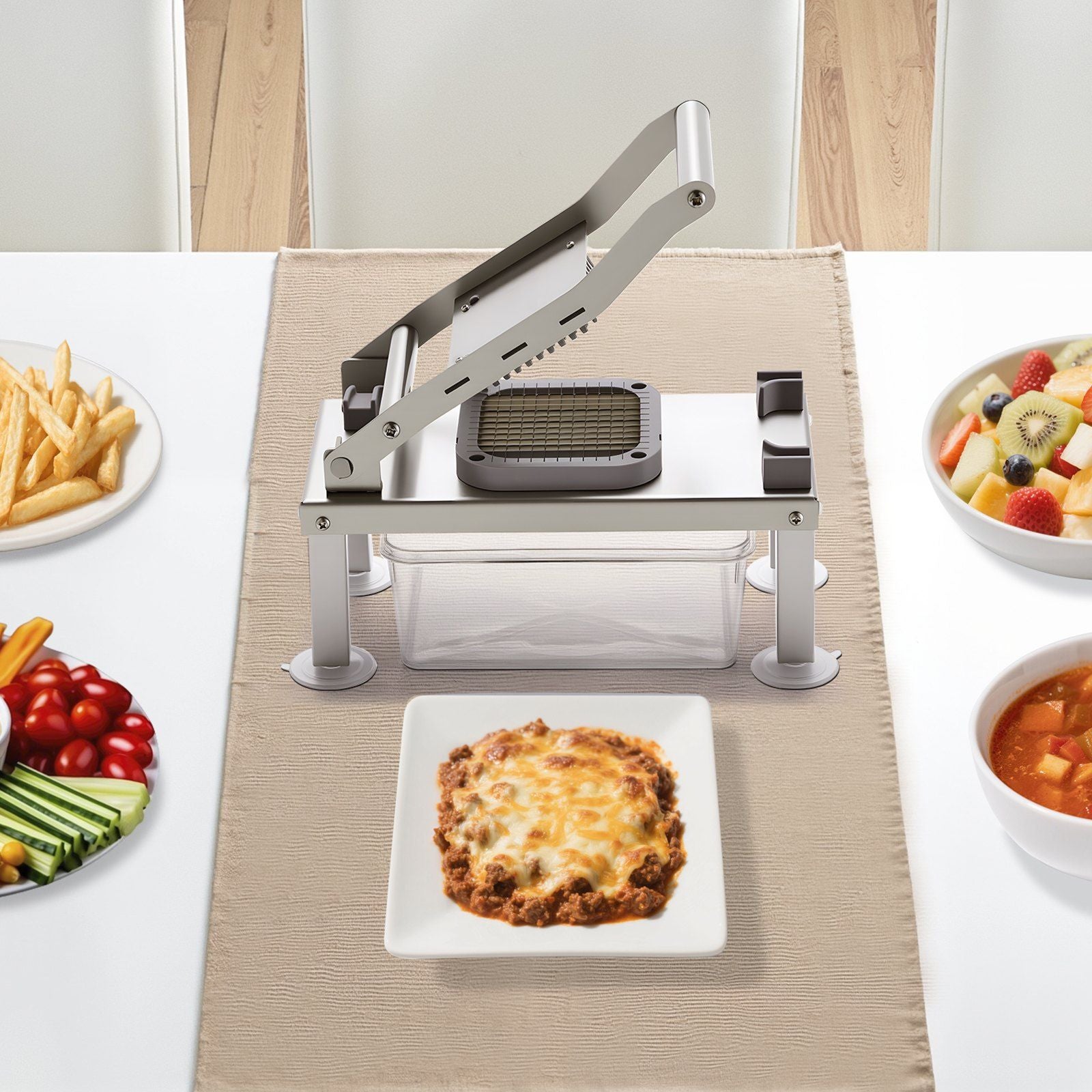 Vegetable Chopper Mandoline Slicer, All-in-1 Food Veggie Cutter with 9 Stainless Steel Blades, Cheese Grater V952-JSSWQSJQDQSQMTONT002V0
