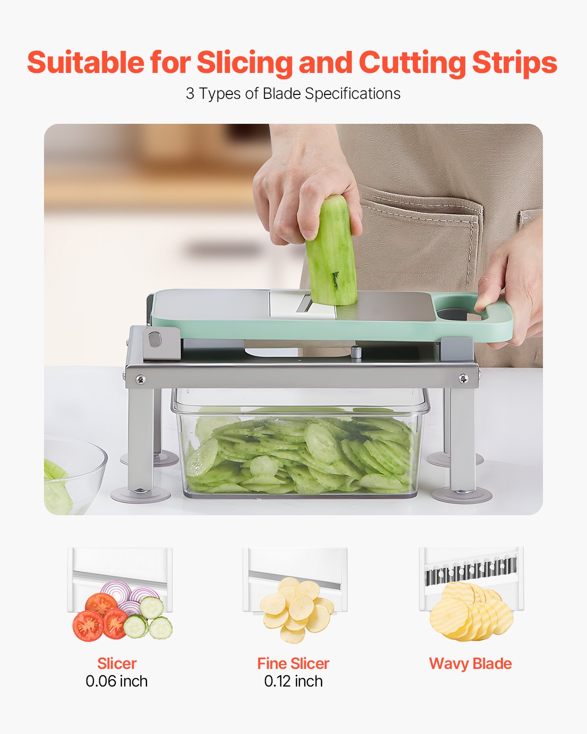 Vegetable Chopper Mandoline Slicer, All-in-1 Food Veggie Cutter with 8 Stainless Steel Blades, Cheese Grater V952-JSSWQSJQDQSQRENNV002V0