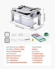 Vegetable Chopper Mandoline Slicer, All-in-1 Food Veggie Cutter with 8 Stainless Steel Blades, Cheese Grater V952-JSSWQSJQDQSQRENNV002V0