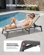Outdoor Chaise Lounge Chair, 181 kg Weight Capacity, Foldable Sun Tanning Chair, 5 Adjustable Positions, Easy V952-JSTYGDTYKQSKCV0XW001V0