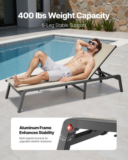 Outdoor Chaise Lounge Chair, 181 kg Weight Capacity, Foldable Sun Tanning Chair, 5 Adjustable Positions, Easy V952-JSTYGDTYKQSKCV0XW001V0