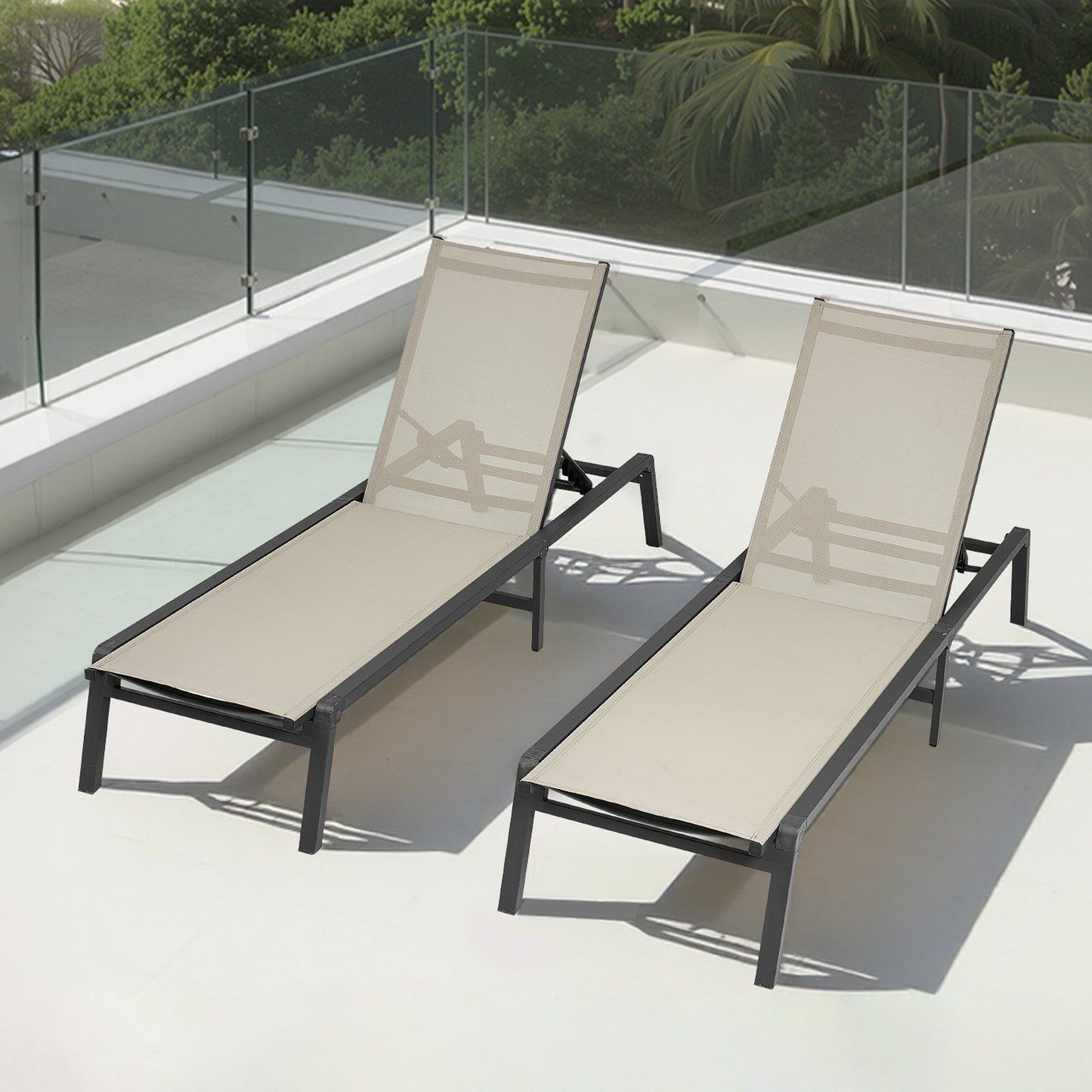Outdoor Chaise Lounge Chair, 181 kg Weight Capacity, Foldable Sun Tanning Chair, 5 Adjustable Positions, Easy V952-JSTYGDTYKQSKCV0XW001V0