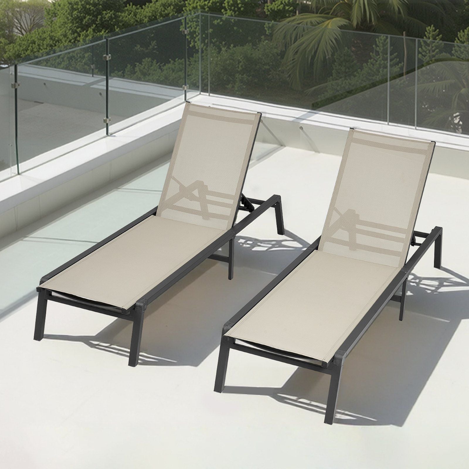 Outdoor Chaise Lounge Chair, 181 kg Weight Capacity, Foldable Sun Tanning Chair, 5 Adjustable Positions, Easy V952-JSTYGDTYKQSKCV0XW001V0
