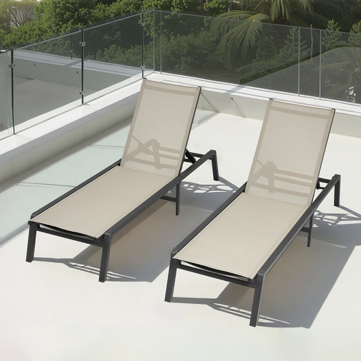 Outdoor Chaise Lounge Chair, 181 kg Weight Capacity, Foldable Sun Tanning Chair, 5 Adjustable Positions, Easy V952-JSTYGDTYKQSKCV0XW001V0