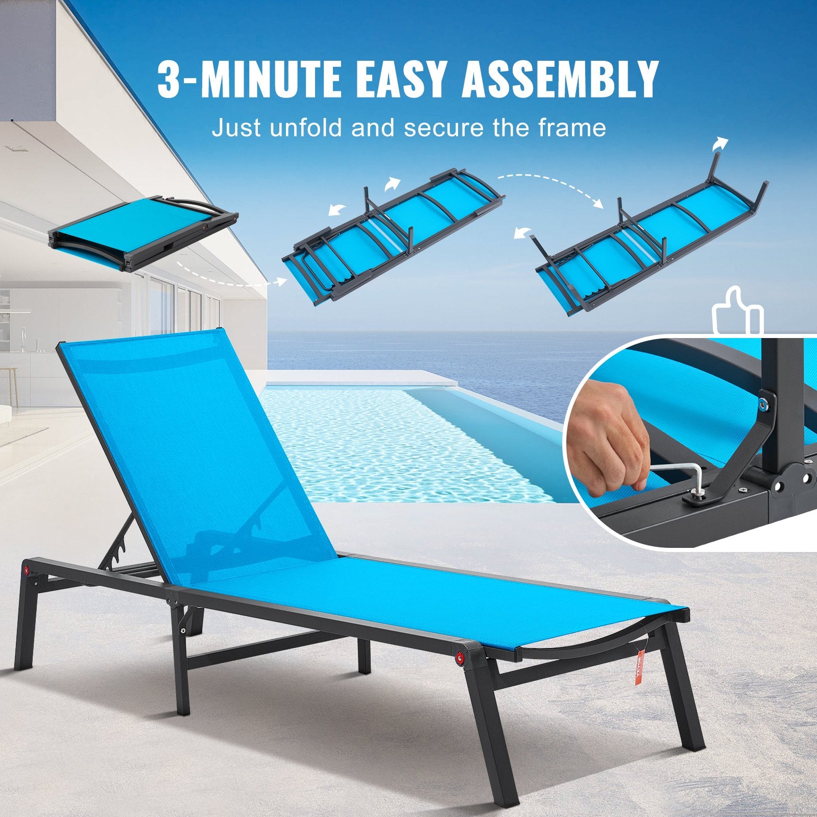 Chaise Lounge Chair Outdoor Patio Lounge Chair Adjustable 5-Position 2 pcs V952-JSTYGDTYLSKZUN91KV0