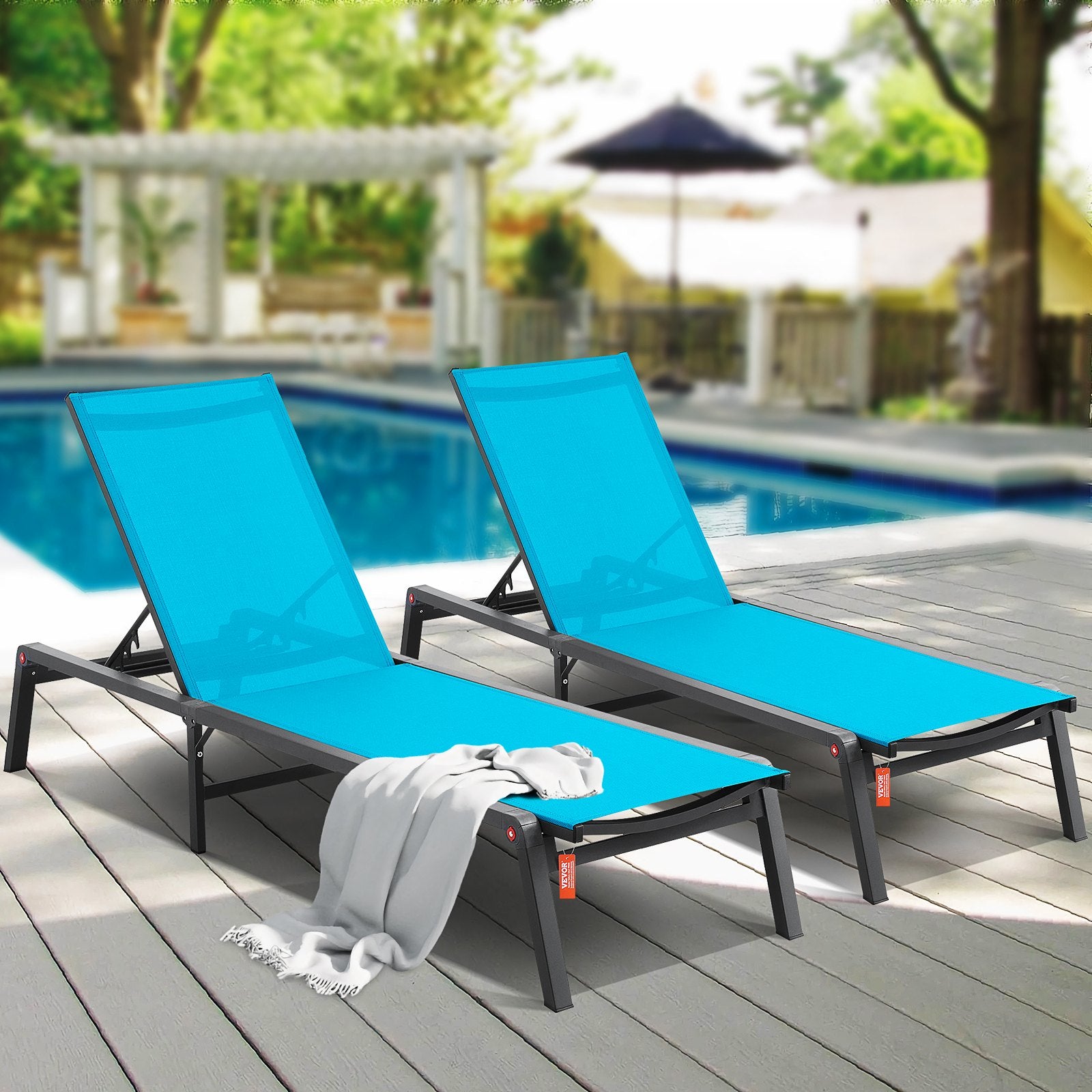 Chaise Lounge Chair Outdoor Patio Lounge Chair Adjustable 5-Position 2 pcs V952-JSTYGDTYLSKZUN91KV0