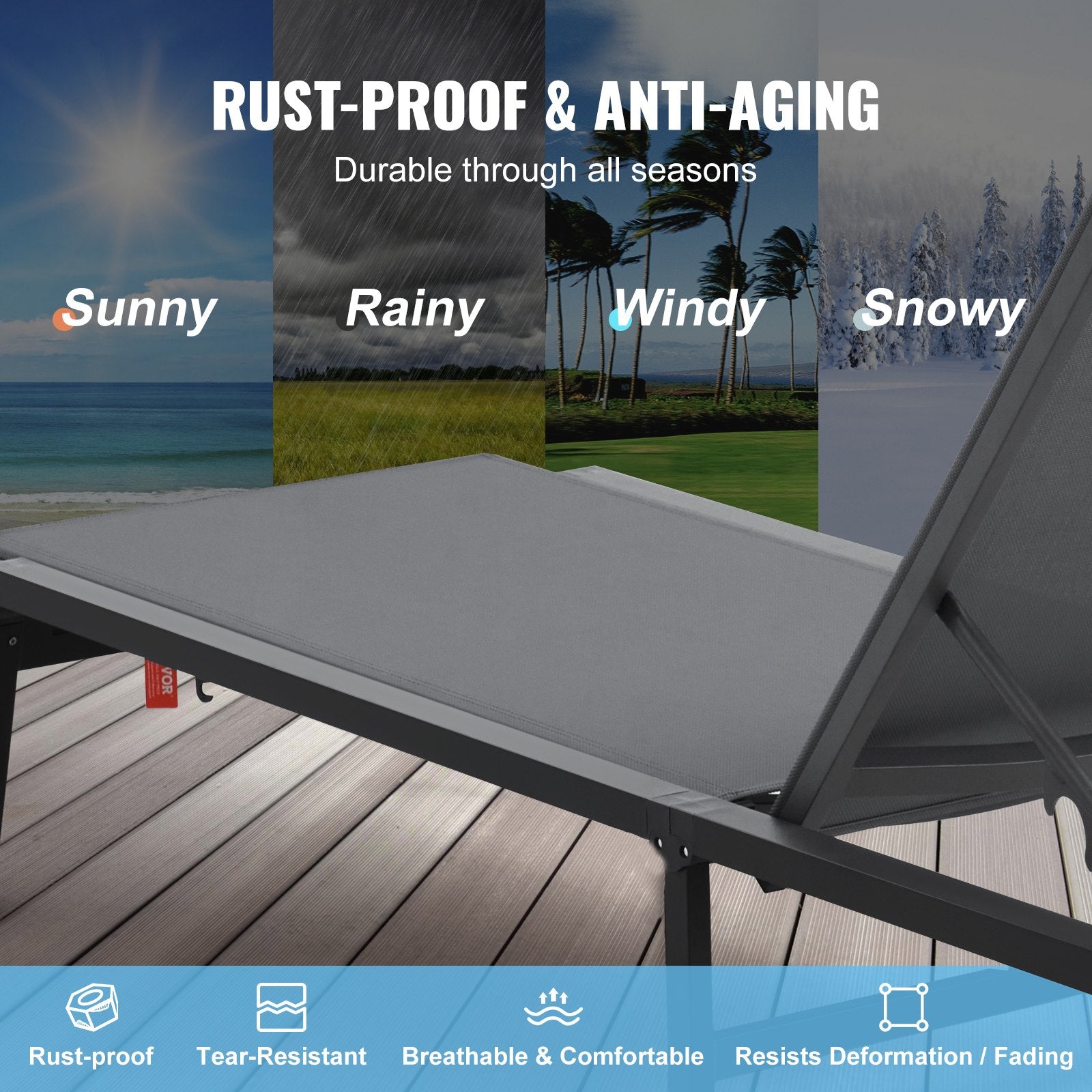 Chaise Lounge Chair Outdoor, Aluminum Patio Lounge Chair with Adjustable 5-Position, Folding Pool Lounge V952-JSTYGDTYSHSKFZGT3V0