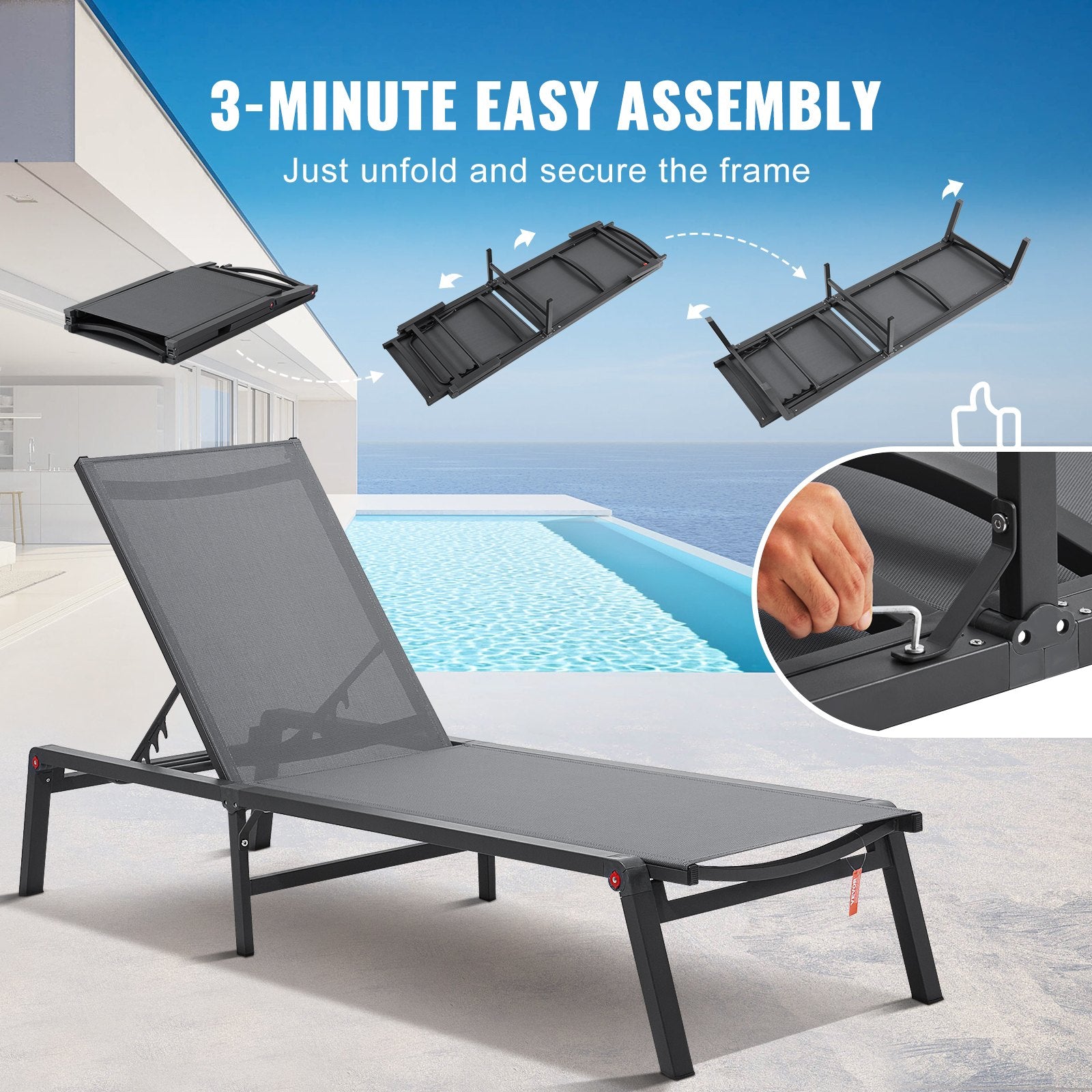 Chaise Lounge Chair Outdoor Patio Lounge Chair Adjustable 5-Position 2 pcs V952-JSTYGDTYSHSKGTUY1V0