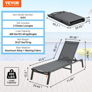 Chaise Lounge Chair Outdoor Patio Lounge Chair Adjustable 5-Position 2 pcs V952-JSTYGDTYSHSKGTUY1V0