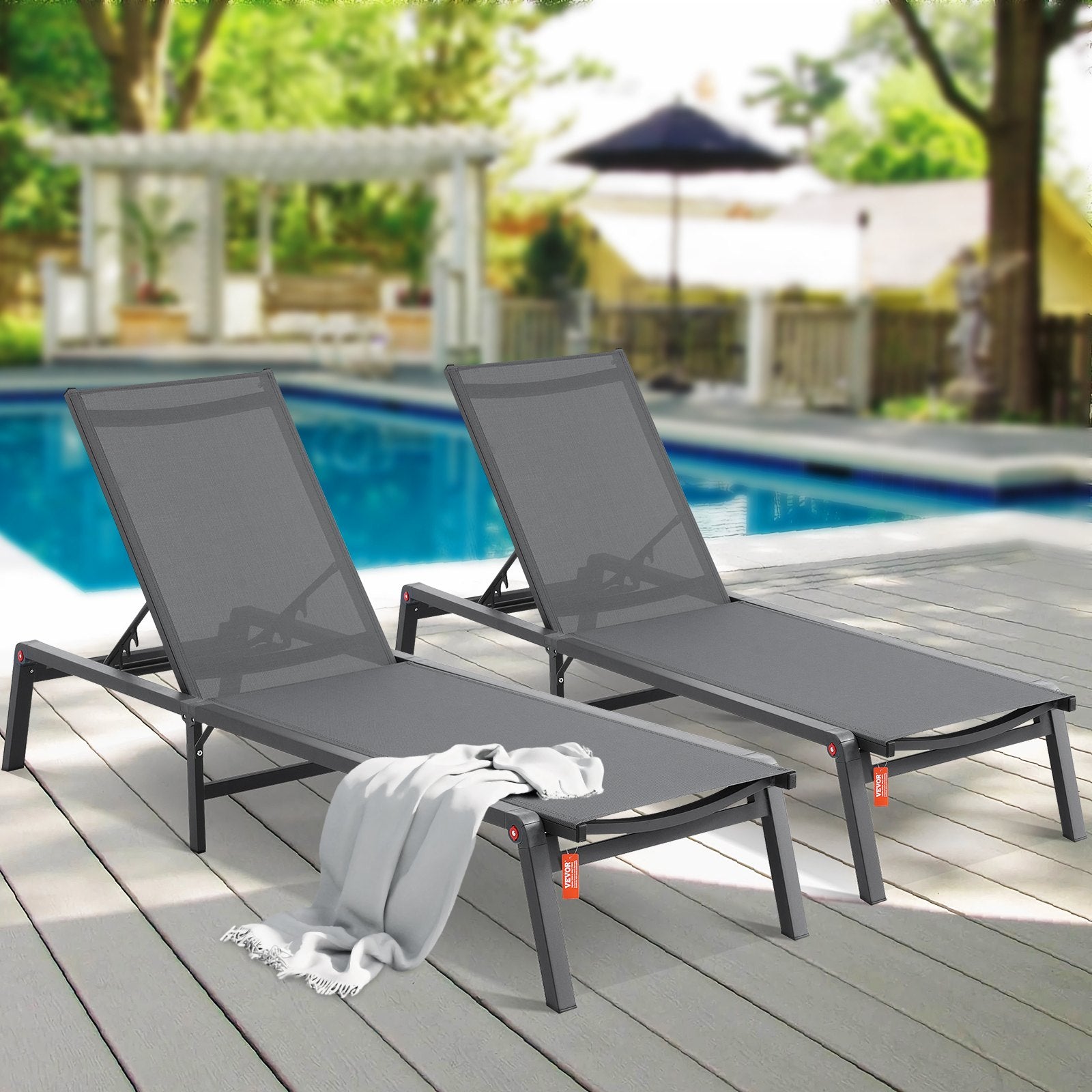 Chaise Lounge Chair Outdoor Patio Lounge Chair Adjustable 5-Position 2 pcs V952-JSTYGDTYSHSKGTUY1V0