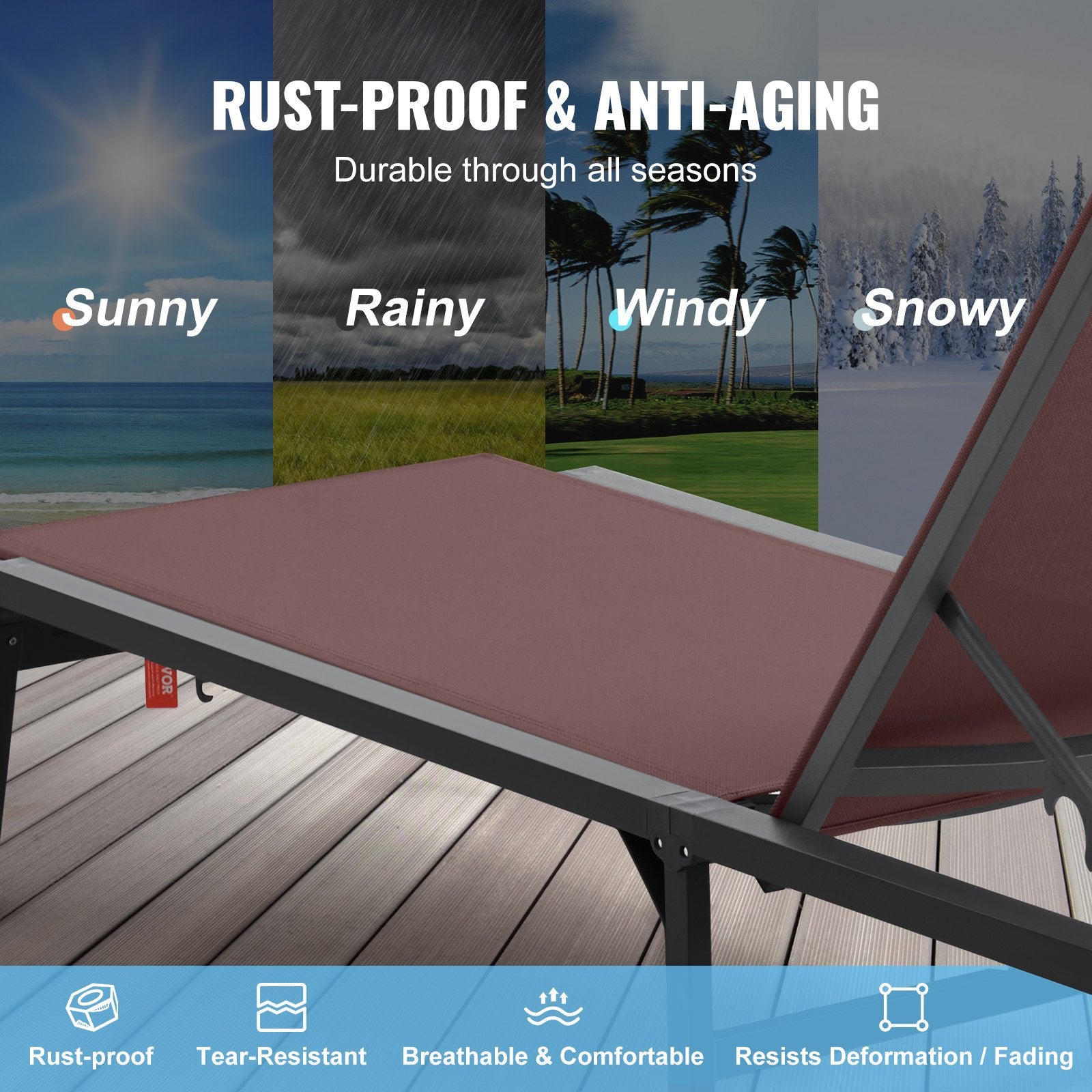Chaise Lounge Chair Outdoor Patio Lounge Chair Adjustable 5-Position 2 pcs V952-JSTYGDTYZSKZ22E76V0