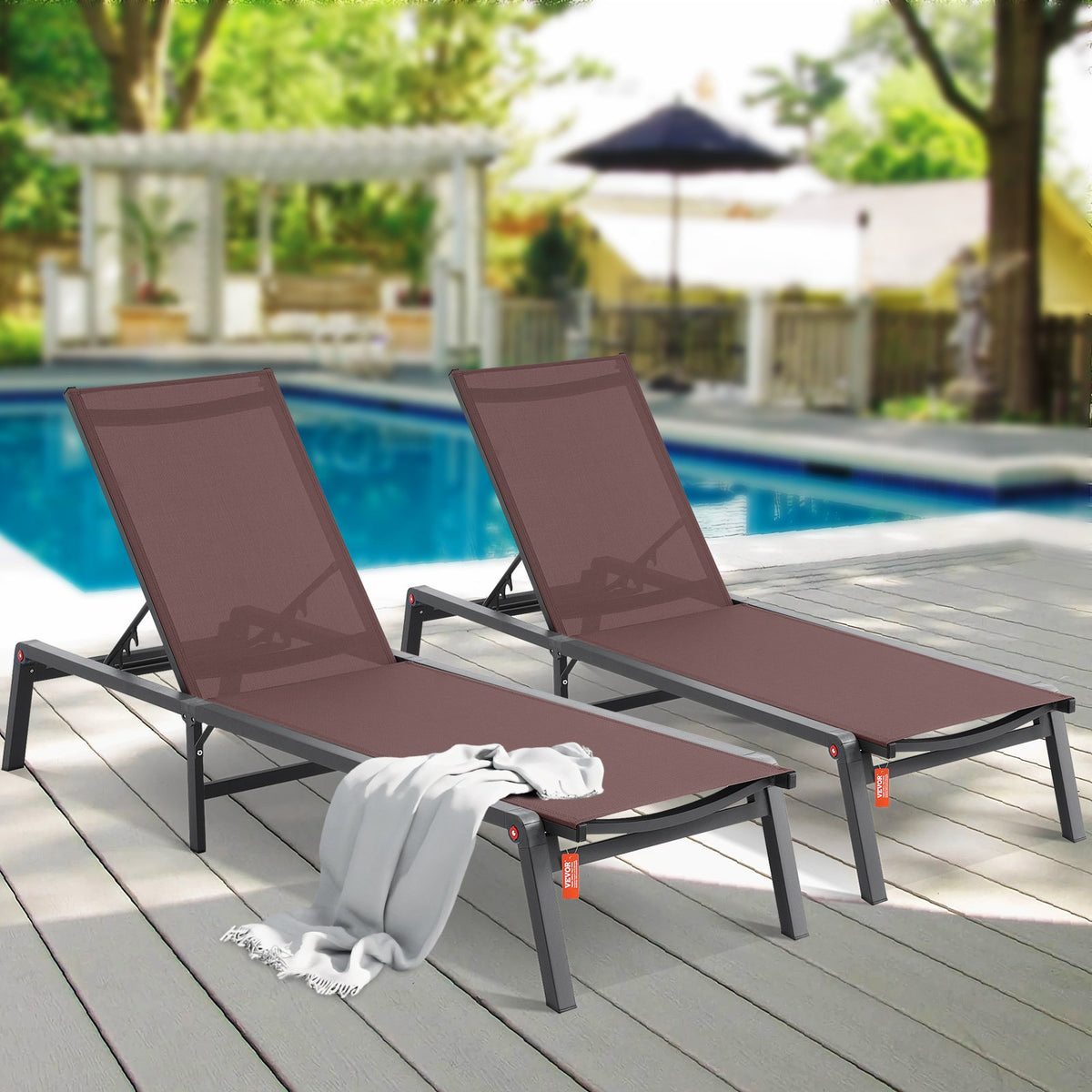 Chaise Lounge Chair Outdoor Patio Lounge Chair Adjustable 5-Position 2 pcs V952-JSTYGDTYZSKZ22E76V0