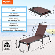 Chaise Lounge Chair Outdoor Patio Lounge Chair with Adjustable 5-Position V952-JSTYGDTYZSKZQSE59V0