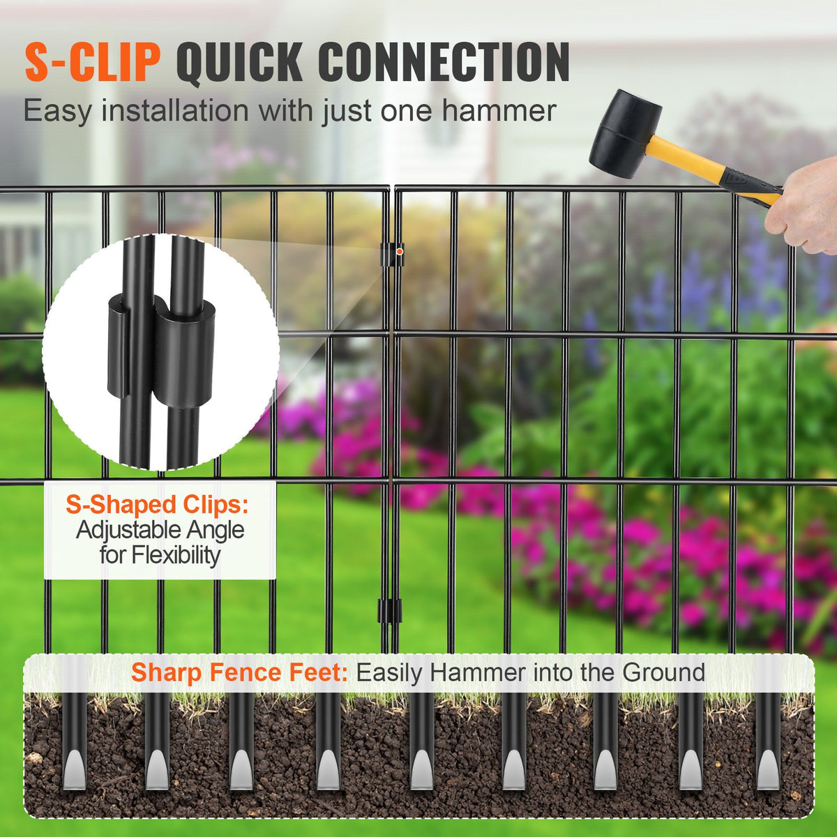 Garden Fence, No Dig Fence 44(H)x33(L)cm Animal Barrier Fence, Underground Decorative Garden Fencing with V952-JSWL1713INCH25Y8XV0